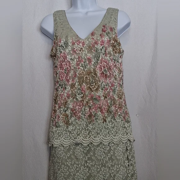 Vintage Easter Full Lace Detailed Elegant Floral Wedding Scalloped  Dress Small - Picture 3 of 12